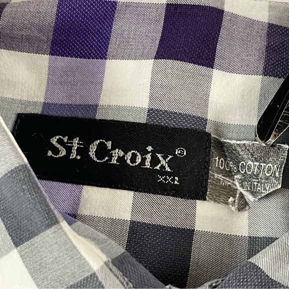 St. Croix Shirt Mens 2XL Plaid Button Colorful Work Office Prep Purple Gray E135 - Picture 8 of 9